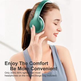 img 3 attached to 🎧 IFECCO Bluetooth Headphones Over Ear - Jade Green Wireless Headset with Mic, Foldable & Lightweight