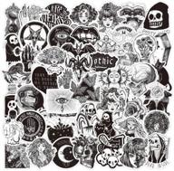 gothic stickers pack - 50 cool black and white decals for water bottles, cups, laptops, guitars, cars, motorbikes, skateboards - skull waterproof stickers for teens, kids, girls, boys - gothic fo label logo
