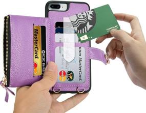 img 2 attached to 💜 ZVE Light Purple iPhone 7 Plus Wallet Case with Credit Card Holder & Crossbody Design