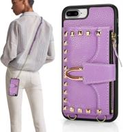 💜 zve light purple iphone 7 plus wallet case with credit card holder & crossbody design logo