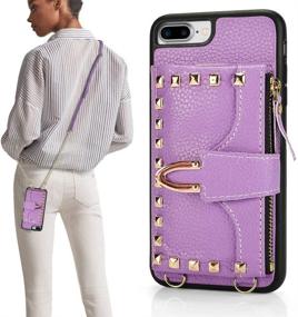 img 4 attached to 💜 ZVE Light Purple iPhone 7 Plus Wallet Case with Credit Card Holder & Crossbody Design