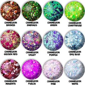 img 2 attached to Vibrant Wenida 12 Color 140g Holographic Iridescent Chameleon Festival Sequins Craft Chunky Glitter - Perfect for Arts, Face, Hair, Body & Nail!