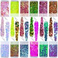 vibrant wenida 12 color 140g holographic iridescent chameleon festival sequins craft chunky glitter - perfect for arts, face, hair, body & nail! logo