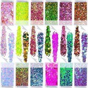 img 4 attached to Vibrant Wenida 12 Color 140g Holographic Iridescent Chameleon Festival Sequins Craft Chunky Glitter - Perfect for Arts, Face, Hair, Body & Nail!