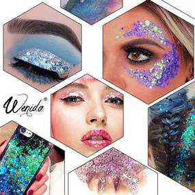 img 3 attached to Vibrant Wenida 12 Color 140g Holographic Iridescent Chameleon Festival Sequins Craft Chunky Glitter - Perfect for Arts, Face, Hair, Body & Nail!