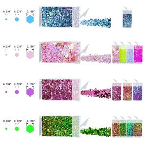 img 1 attached to Vibrant Wenida 12 Color 140g Holographic Iridescent Chameleon Festival Sequins Craft Chunky Glitter - Perfect for Arts, Face, Hair, Body & Nail!