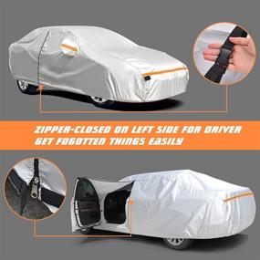 img 2 attached to 🚗 Waterproof Car Cover for All Weather Protection, with Zipper - Snowproof, Hail Protection and Anti-UV Full Exterior Cover - Accessory Fits Universal Sedans, Length Up to 186"-193" - Silver