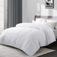 🛏️ full/queen st starcast comforter duvet insert - hypoallergenic down alternative quilted comforter with corner tabs - box stitched - white logo