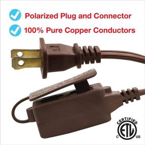 img 3 attached to 🔌 Clear Power 12 ft 3 Outlet Indoor Extension Cord (2-Pack) - Secure Polarized Plug, Brown - CP10037X2