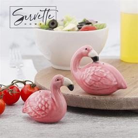 img 2 attached to Ceramic Flamingo Salt and Pepper Shaker Set - Kitchen Collectible Décor