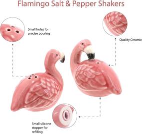 img 1 attached to Ceramic Flamingo Salt and Pepper Shaker Set - Kitchen Collectible Décor