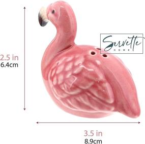 img 3 attached to Ceramic Flamingo Salt and Pepper Shaker Set - Kitchen Collectible Décor