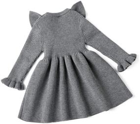 img 3 attached to 👗 Cozy Ribbed Knit Sweater Dress for Little Girls with Long Sleeves - Curipeer