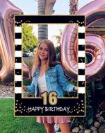 🎉 laventy black gold sweet 16 birthday party photo booth props and photo frame logo