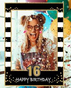 img 2 attached to 🎉 LaVenty Black Gold Sweet 16 Birthday Party Photo Booth Props and Photo Frame
