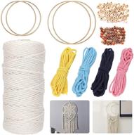 complete diy macrame kit for beginners: color you 109pcs macrame supplies with white macrame cord, beads, hoops for dream catcher & plant hanger wall decor logo