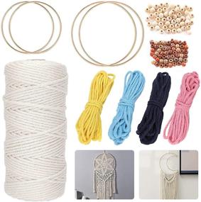 img 4 attached to Complete DIY Macrame Kit for Beginners: Color You 109pcs Macrame Supplies with White Macrame Cord, Beads, Hoops for Dream Catcher & Plant Hanger Wall Decor