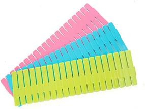 img 4 attached to 📦 MOOZON 12 Pcs Plastic Desk DIY Grid Drawer Dividers: Premium Organizers for Closet Storage, Ties, Bras, Socks, Underwear, Makeup - Blue Green Pink