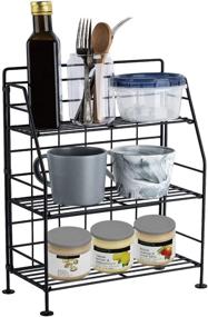 img 4 attached to 📦 3 Tier Slim Foldable Rack: Kitchen Counter Vitamin Supplements Storage & Spice Organizer Shelf – Ideal for Cabinet, Home, Countertop – Metal Skincare Bottles & Office Organizer