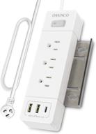 💡 usb подключаемая полоса питания сощейником от перегрузки, 3 розетки, 3 usb-порта - высокоэффективная, подвешиваемая, защищенная от перегрузки, 5 футового расширения - белая 2 логотип