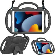 📱 avawo kids case for ipad 10.2: shoulder strap, shock proof handle stand - black logo