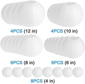 img 3 attached to 🎈 Assorted Round Sizes - 28 Packs White Paper Lanterns: Perfect Decoration for Weddings, Birthdays, Parties, and Events (4", 6", 8", 10", 12")