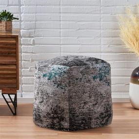 img 3 attached to 🔲 Christopher Knight Home Hannah Hand-Loomed Boho Fabric Cube Pouf: A Stylish Gray, Black, Teal Addition to Your Living Space