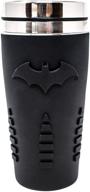 🦇 paladone batman travel mug - reusable coffee & tea flask, 450ml capacity, spill-proof, easy to clean, double walled insulation - black, 9x9x18 cm logo