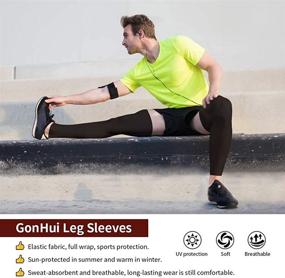 img 1 attached to 🏈 GonHui Full Leg Sleeves Compression Leg Sleeves: Ultimate Sun Protection for Men and Women in Football (1 Pair)