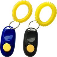 improve pet training with hoaooo clicker - black + blue dog training clicker with wrist strap logo