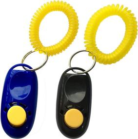 img 4 attached to Improve Pet Training with HoAoOo Clicker - Black + Blue Dog Training Clicker with Wrist Strap