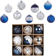 🎄 ams 18ct 3.15"/80mm blue+silver christmas ball ornaments in gift box - shatterproof & perfect for holiday decor logo