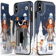 📱 leto iphone xs max case - stylish leather wallet case for girls women, flip folio cover with card slots kickstand, protective phone case with a girl and cat design logo