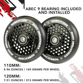 img 1 attached to Honeycore Wheels 110mm - 120mm Pro Scooter Wheels Pair: Top-Performing, Versatile Fit - 24mm x 110mm - 120mm - Includes Installed Bearings & 90 Day Warranty - Premium Scooter Wheels