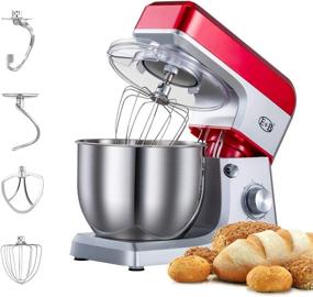 img 4 attached to 🍰 7.4QT Stand Mixer - Baking Electric Mixer with 7L Bowl, 6 Speed Setting, Lower Noise Kitchen Standing Mixers - Perfect for Cake Dough, Bread Making - Includes Dough Hook, Wire Whip, and Beater - Ideal for 110V Home Use