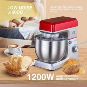 img 2 attached to 🍰 7.4QT Stand Mixer - Baking Electric Mixer with 7L Bowl, 6 Speed Setting, Lower Noise Kitchen Standing Mixers - Perfect for Cake Dough, Bread Making - Includes Dough Hook, Wire Whip, and Beater - Ideal for 110V Home Use