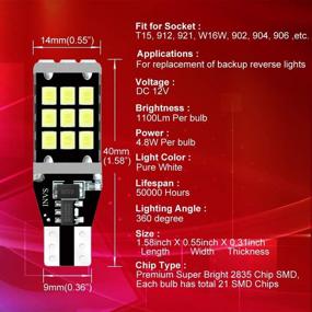 img 3 attached to 10 Пакетов Canbus Ошибка Бесплатно Сверх Яркий 921 912 T15 W16W Запасной Оборотный Свет - Высокая Мощность 2835 21SMD, 6000K Чисто Белый - Идеально подходит для Стоп-сигналов, Грузов Назад в Запасе.