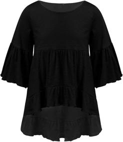 img 4 attached to 👚 Agoky Spring Girls' Clothing: Sleeves Splice Blouse