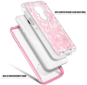 img 1 attached to T-Mobile Revvlry Case, Moto G7 Play/G7 Optimo (XT1952DL) with Built-in Screen Protector - Full-Body Protective Rugged Bumper Cover, Impact Resistant & Durable Case, Seashell Pattern - Light Pink +