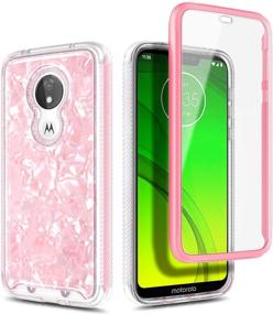 img 3 attached to T-Mobile Revvlry Case, Moto G7 Play/G7 Optimo (XT1952DL) with Built-in Screen Protector - Full-Body Protective Rugged Bumper Cover, Impact Resistant & Durable Case, Seashell Pattern - Light Pink +