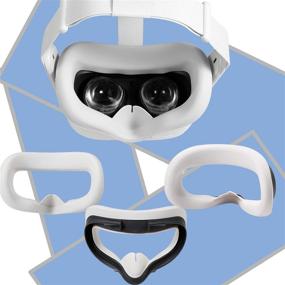 img 1 attached to Верхнее покрытие из силикона для Oculus Quest 2 с силиконовым защитным ковриком для линз, устойчивым к поту, светонепроницаемым и предотвращающим протекание (белое)