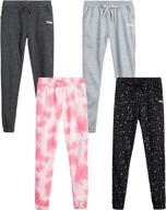 👧 hind girls' sweatpants 4-pack: active fleece joggers (ages 7-16) - superior quality & value! logo