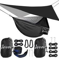 🏕️ camping hammock with rainfly tarp: mosquito net, single & double portable nylon hammock bundle kit for outdoor, indoor, beach, backyard, patio – hold up to 772lbs логотип