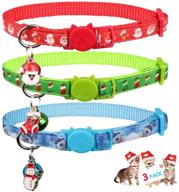 🎄 safe and adjustable christmas breakaway cat collars: set of 3 high-quality nylon collars with bell for kittens logo