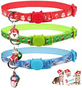 img 4 attached to 🎄 Safe and Adjustable Christmas Breakaway Cat Collars: Set of 3 High-Quality Nylon Collars with Bell for Kittens