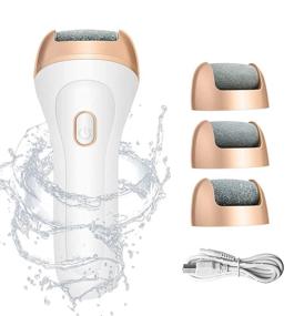 img 4 attached to 👣 Waterproof Rechargeable Foot File Pedicure Tools with 3 Grinding Heads - Professional Feet Care for Cracked Heels & Dead Skin, Ideal Gift for Hard Cracked Dry Skin