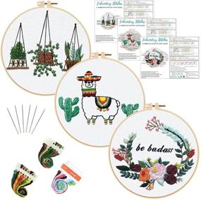 img 4 attached to 🧵 Delve into the Art of Embroidery: Louise Maelys Beginner's Embroidery Kit with 3 Hoops, Animal, Flowers, Plant Patterns - Cross Stitch, Needlepoint, and More! Perfect Funny Starter Kit for Decor