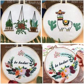img 1 attached to 🧵 Delve into the Art of Embroidery: Louise Maelys Beginner's Embroidery Kit with 3 Hoops, Animal, Flowers, Plant Patterns - Cross Stitch, Needlepoint, and More! Perfect Funny Starter Kit for Decor