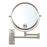 🪞 lansi 10x/1x wall mounted magnifying mirror: double-side mirrors for wall with satin nickel finish logo