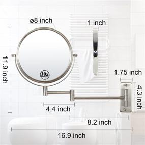 img 3 attached to 🪞 Lansi 10x/1x Wall Mounted Magnifying Mirror: Double-Side Mirrors for Wall with Satin Nickel Finish